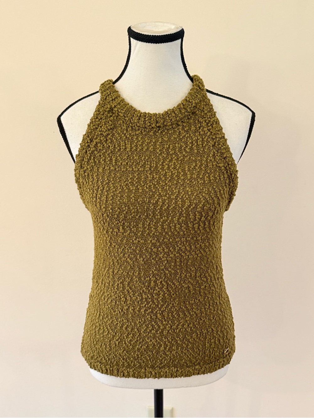 Donna Karan Olive Textured Halter Tank - Women - small